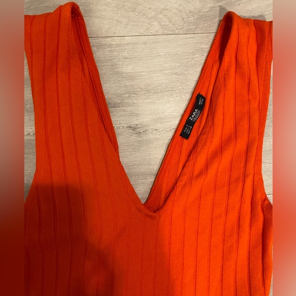 Zara body suit - vibrant orange with buttons at the bottom - Picture 3 of 4